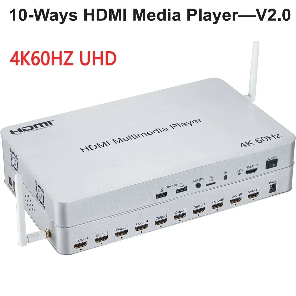 4K Media Player - 4K 60Hz 10-kanaals HDMI multimedia speler