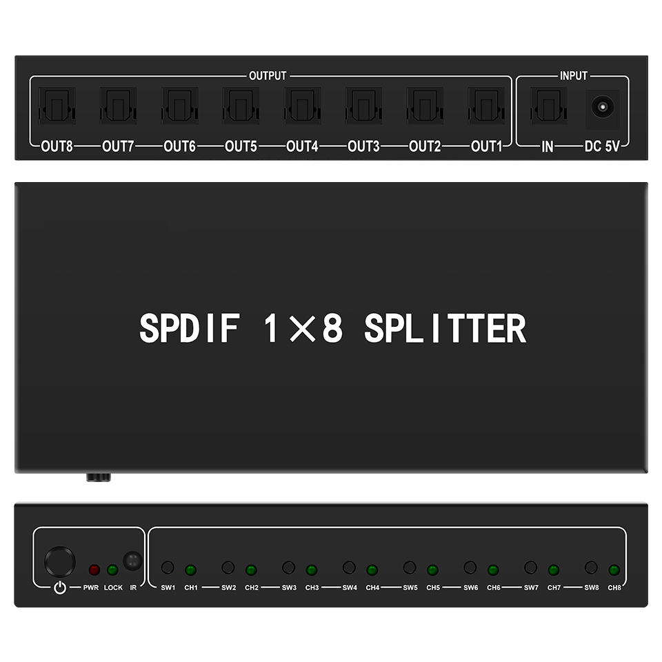 Home Cinema Unit - Optische Audio Splitter,1 In 8 Uit