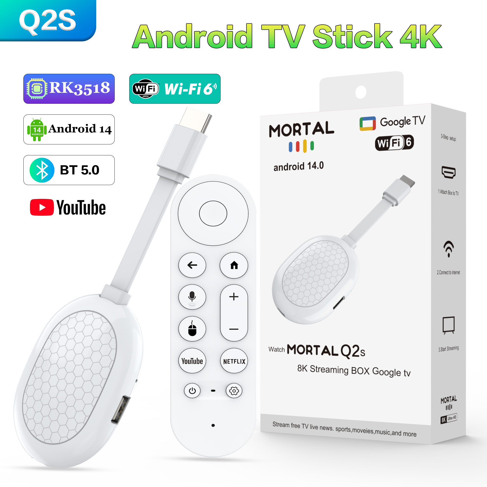 Nieuwe Smart TV Stick Q2S Andr - 4K Media Player recensie en prijs
