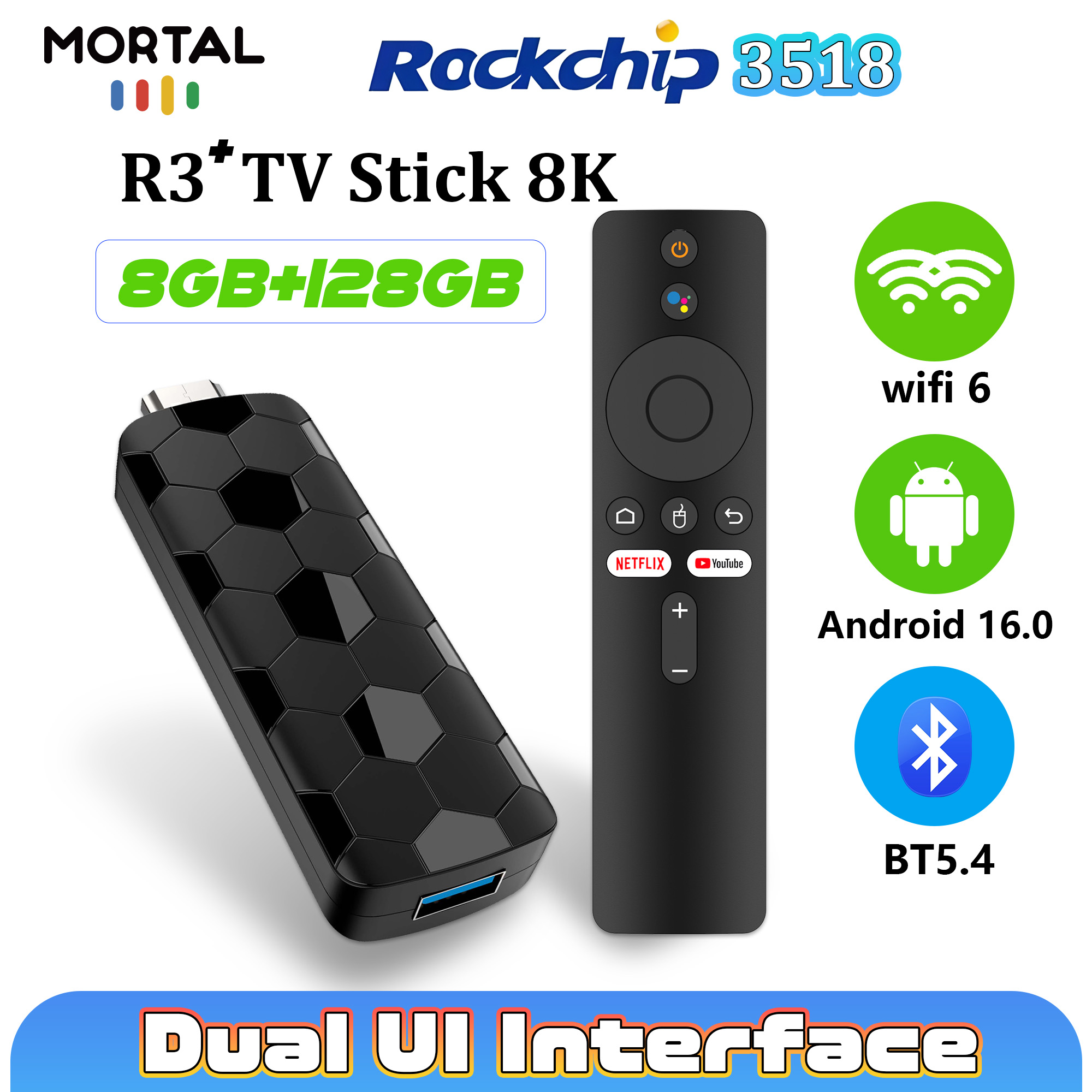Mortal R3+ TV Stick Android 16 - Home Cinema Youtube recensie en prijs