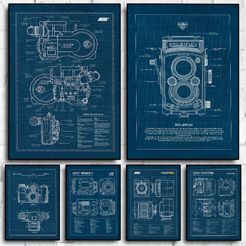 Vintage Leica Camera Blauwdruk - Home Cinema Wall recensie en prijs